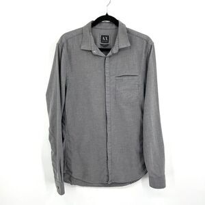 ARMANI Exchange Men's Gray Slim Fit 100% Cotton Button Up Shirt Size Medium